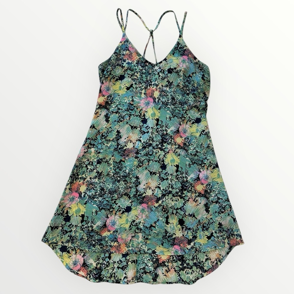 Mini Dress with Watercolor Floral Pattern